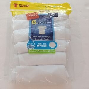Hanes White Boys' Tagless Crewneck T-Shirts 6-Pack